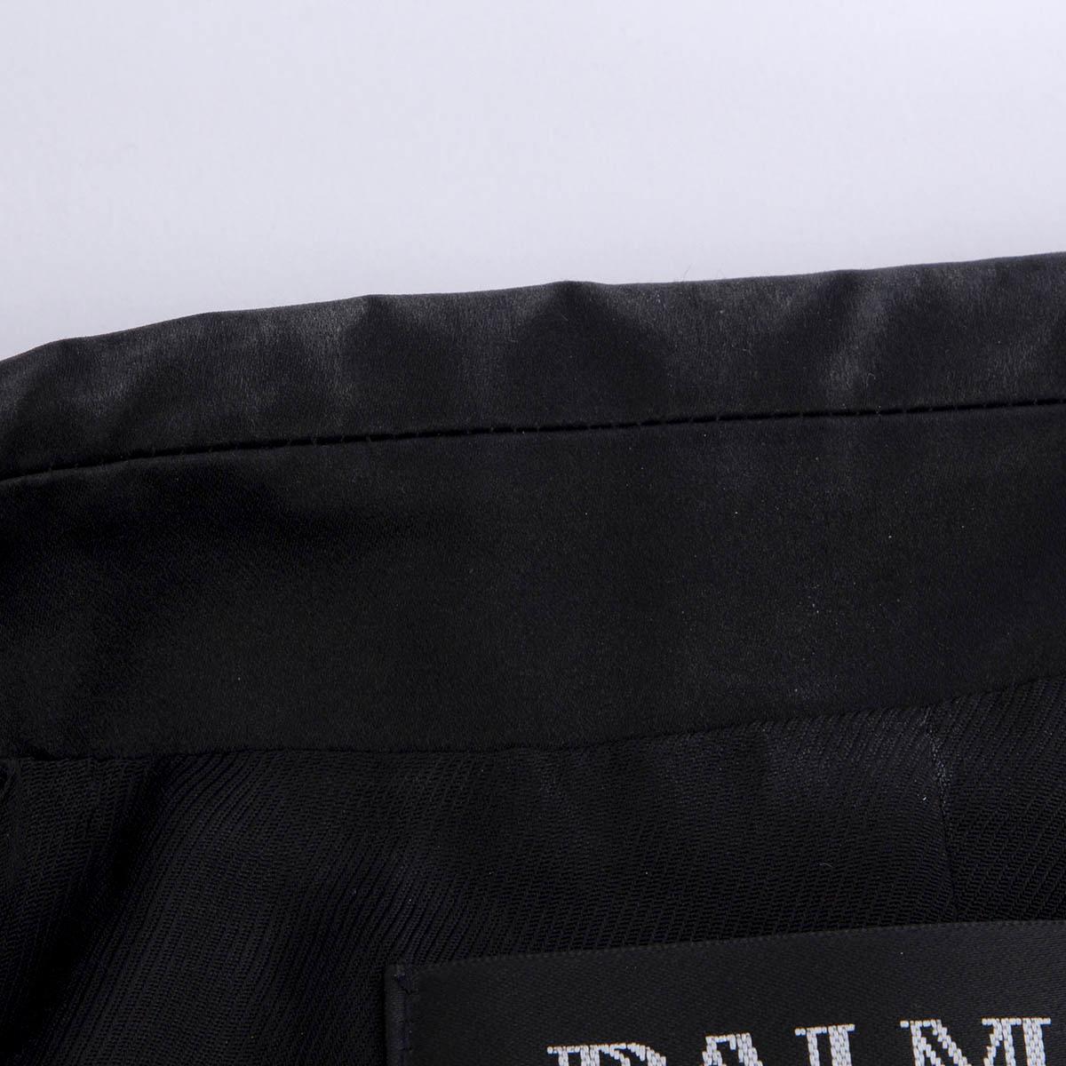 BALMAIN black wool SATIN LAPEL OPEN TUXEDO Blazer Jacket 36 XS For Sale 1