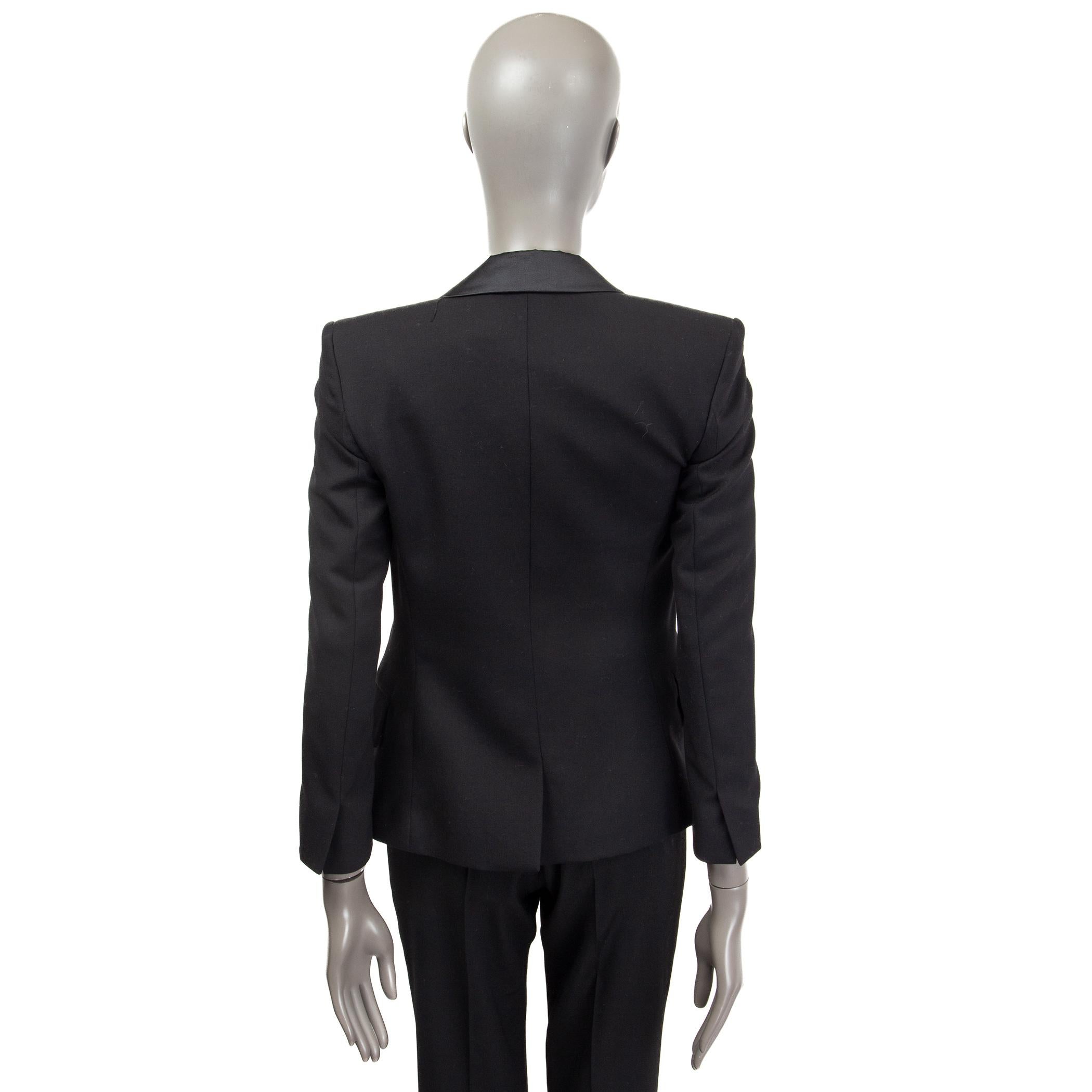 BALMAIN Schwarz Wolle SATIN LAPEL OPEN TUXEDO Blazer Jacke 38 S im Angebot 1