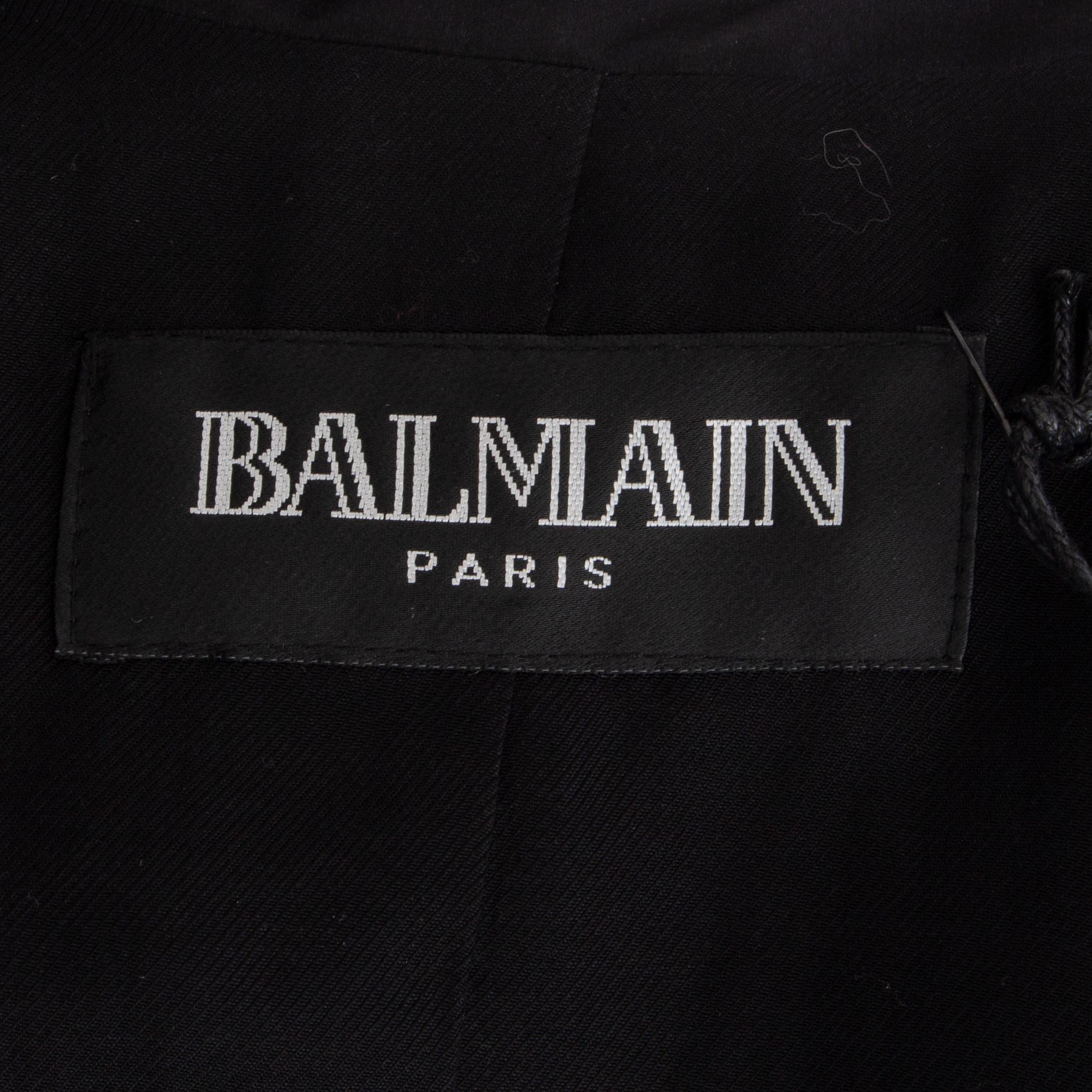 Black BALMAIN black wool SATIN LAPEL OPEN TUXEDO Blazer Jacket 38 S For Sale