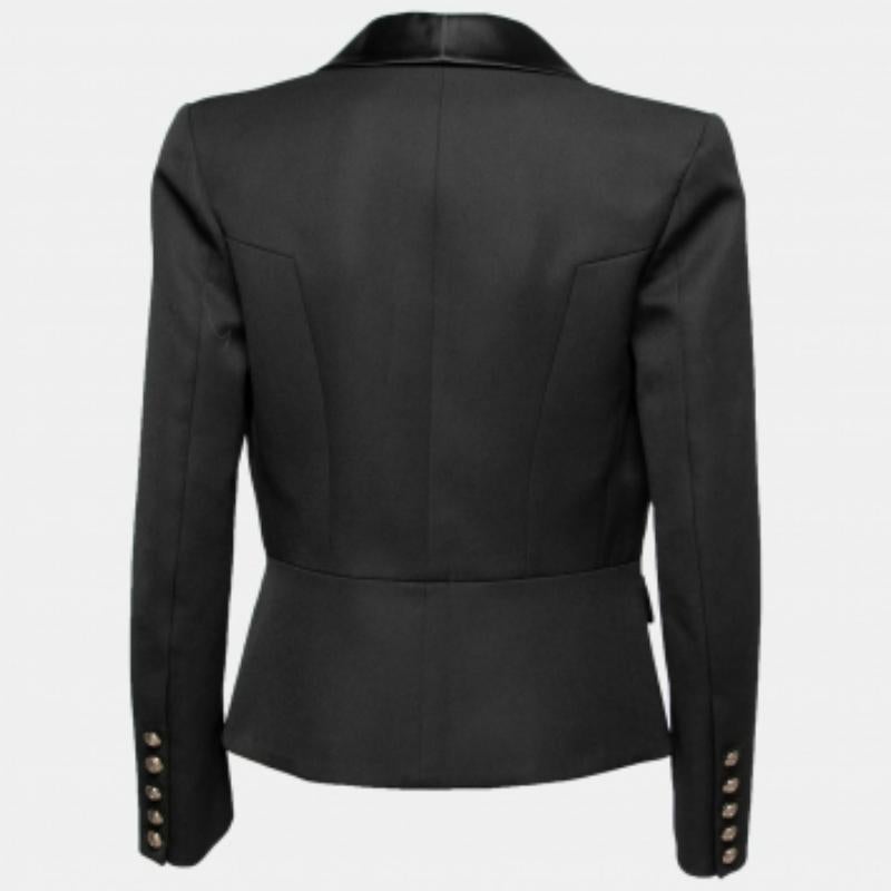 Donna Balmain - Blazer con collo a scialle in lana nera M. in vendita