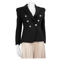 Balmain Black Wool Silver Button Blazer Size L