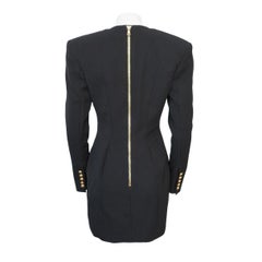 Balmain Black Wool Single Breasted Blazer Mini Dress