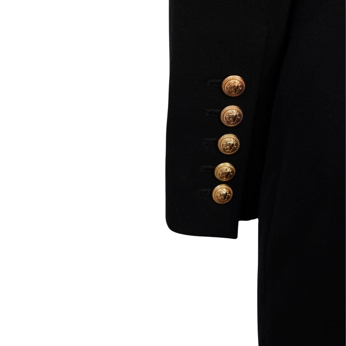 Balmain Schwarzer einreihiger Wollblazer Minikleid im Zustand „Hervorragend“ im Angebot in Beverly Hills, CA