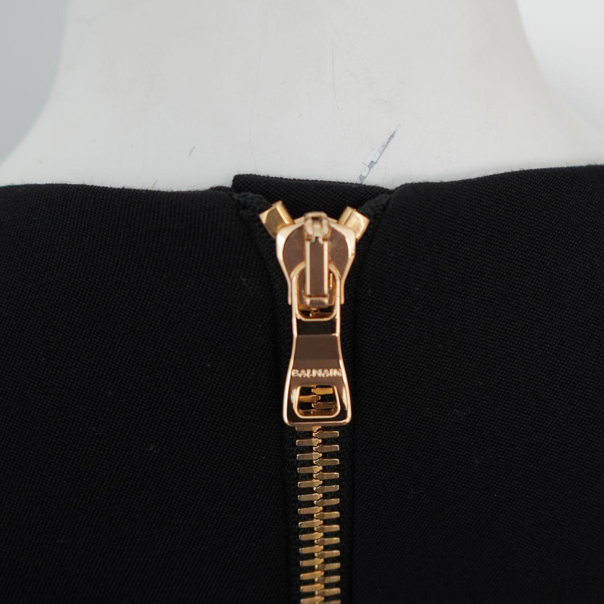 Balmain Schwarzer einreihiger Wollblazer Minikleid Damen im Angebot