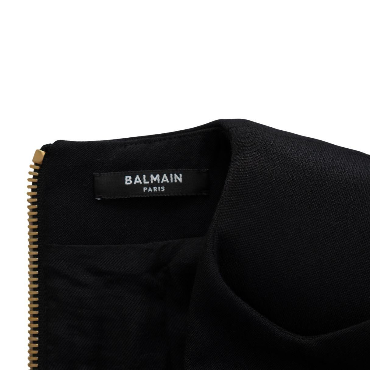Balmain Schwarzer einreihiger Wollblazer Minikleid im Angebot 4