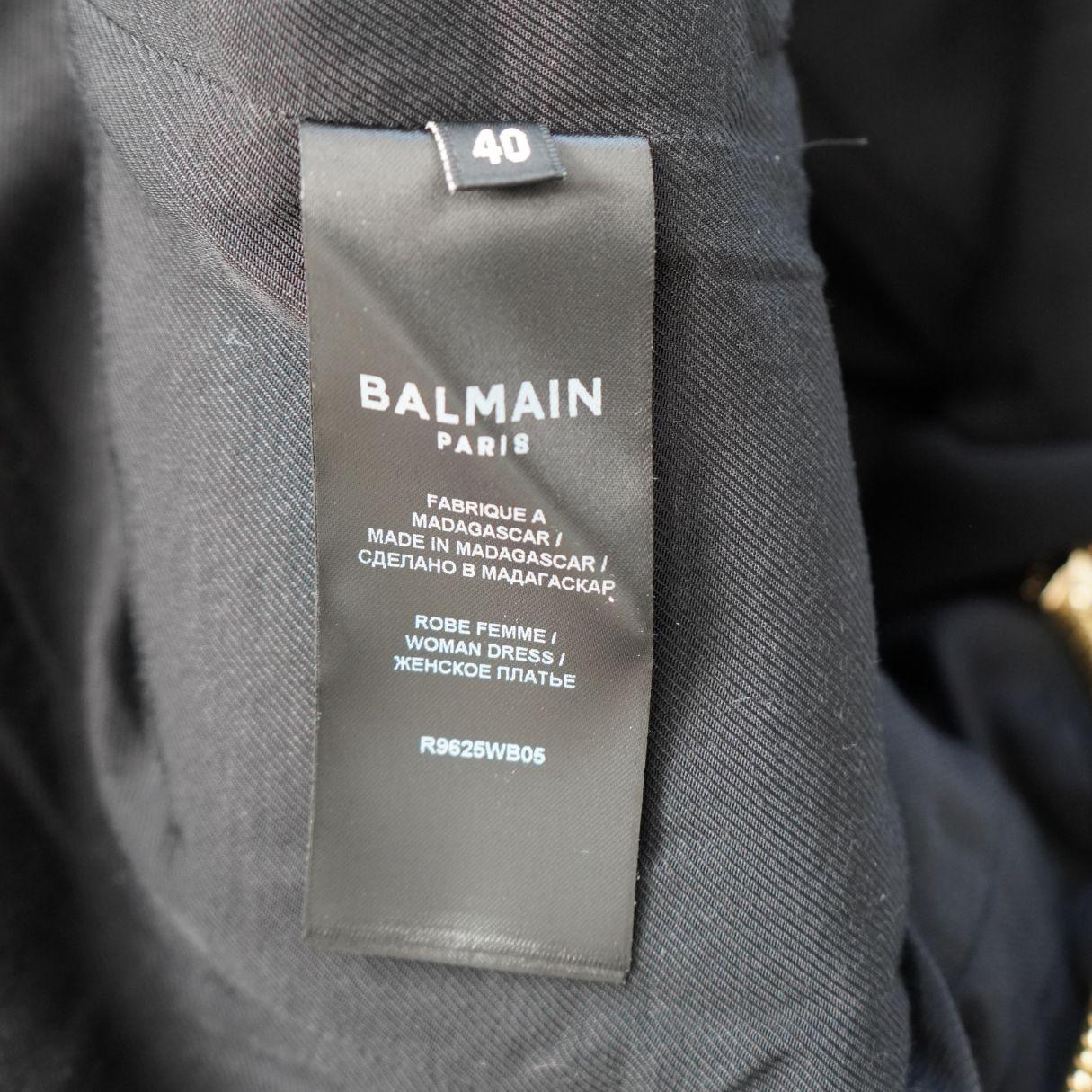 Balmain Schwarzer einreihiger Wollblazer Minikleid im Angebot 5