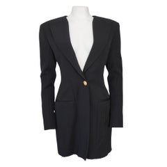 Mini abito Blazer monopetto in lana nera di Balmain