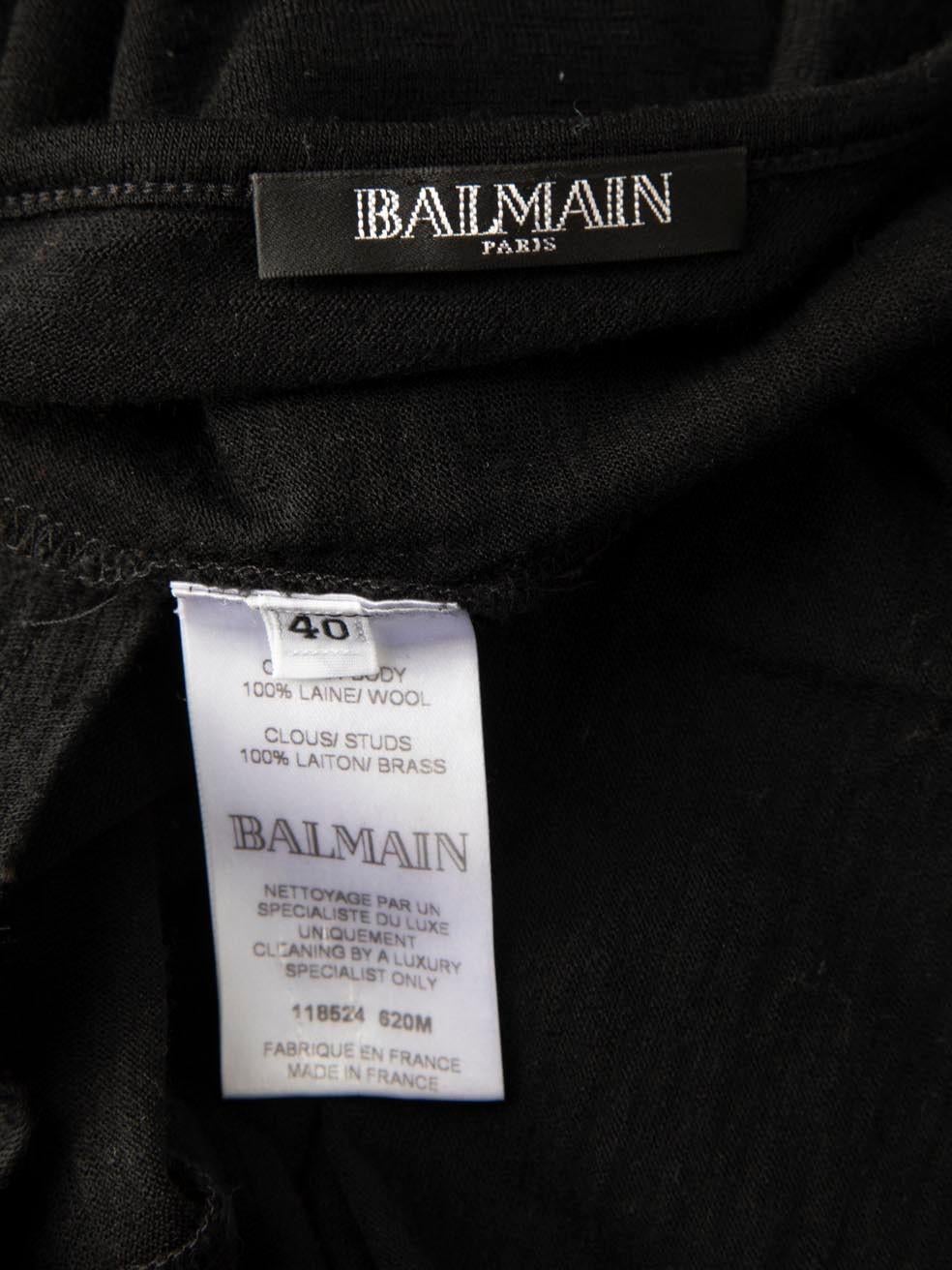 Balmain, top à manches longues clouté en laine noire, taille L Pour femmes en vente