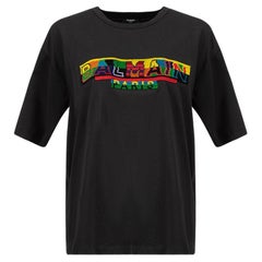 Balmain Black Woven Logo Patch T-Shirt Size L