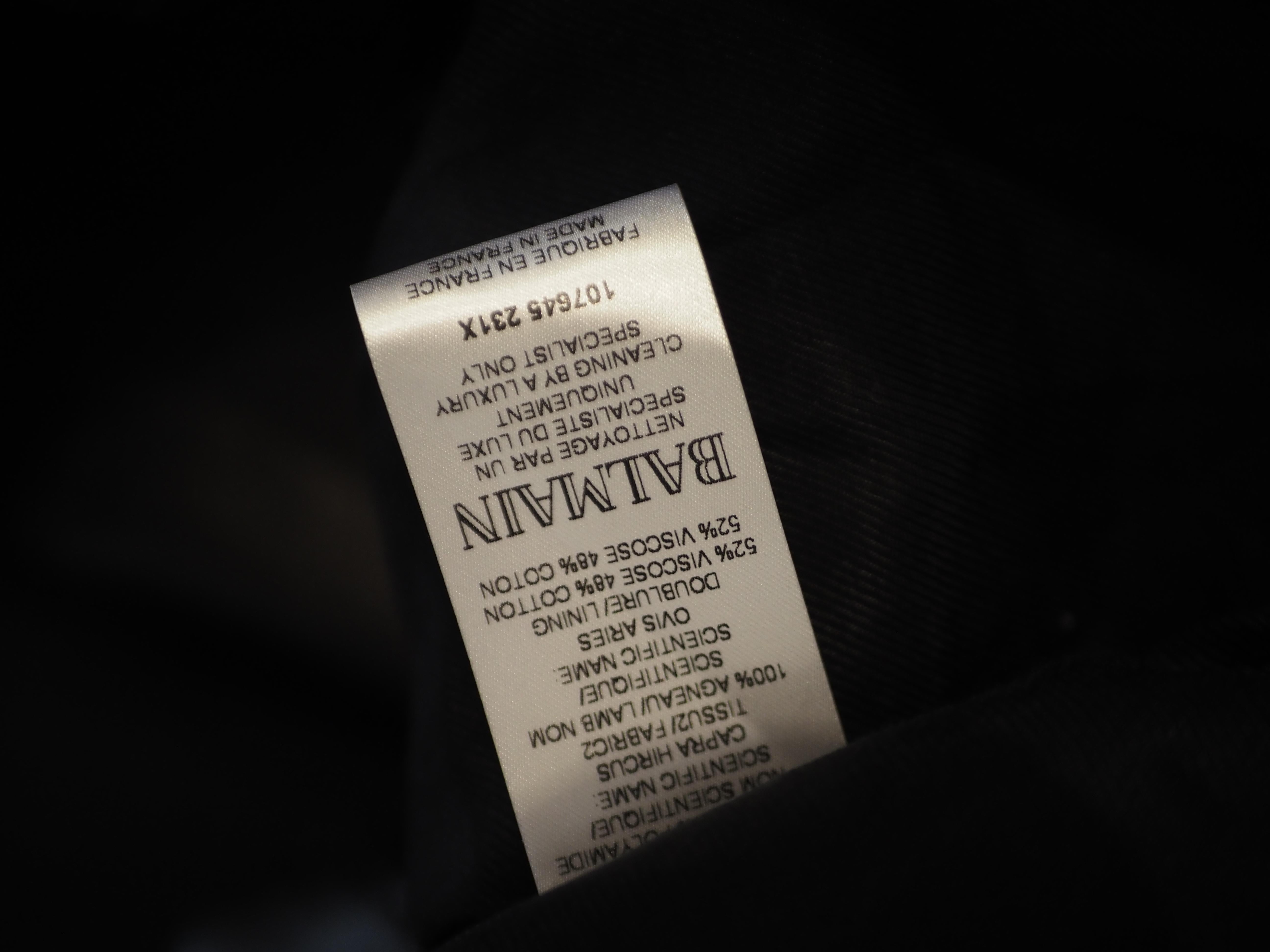 Balmain blue black lamb viscose jacket For Sale 8