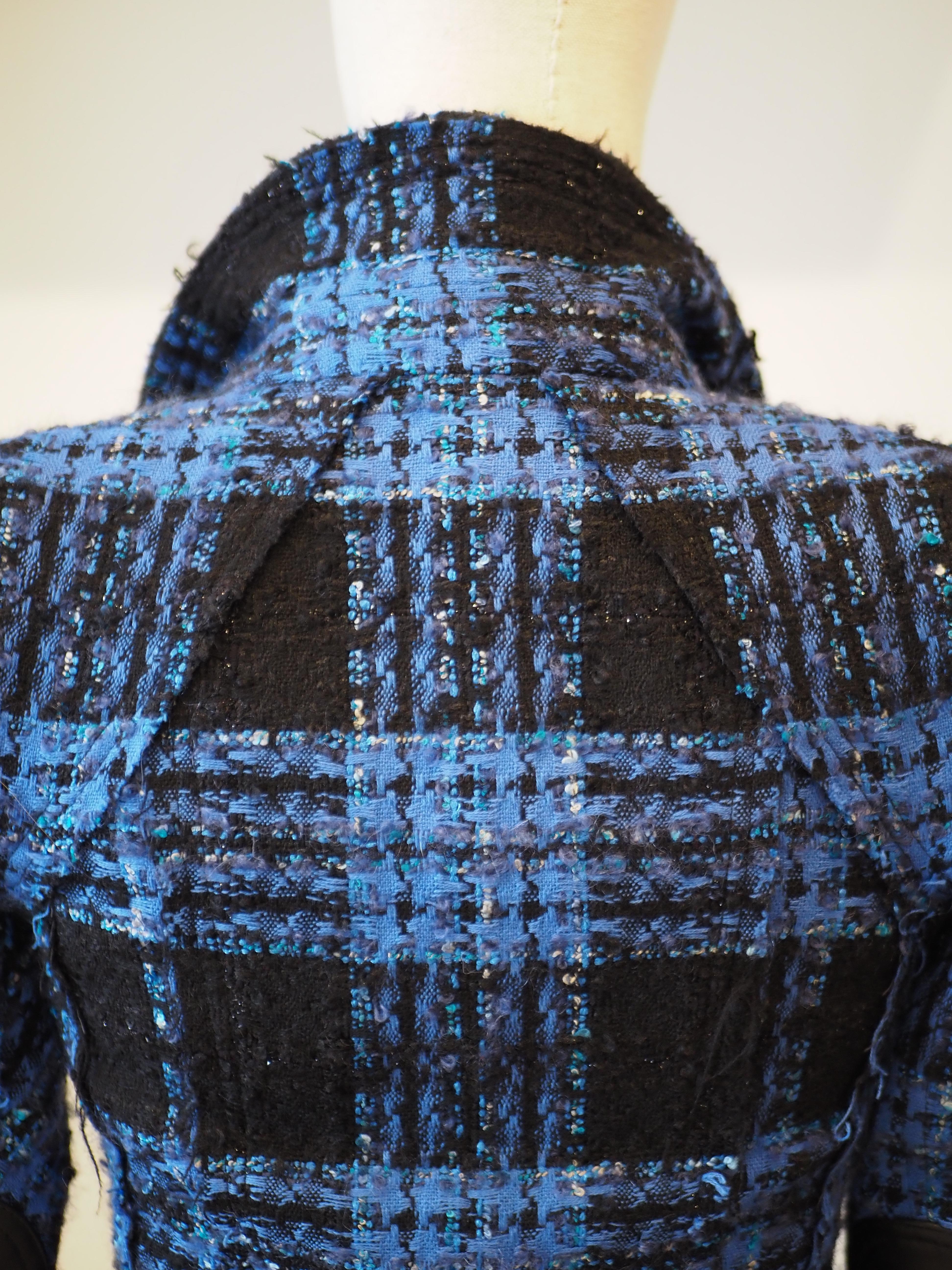 Women's Balmain blue black lamb viscose jacket For Sale