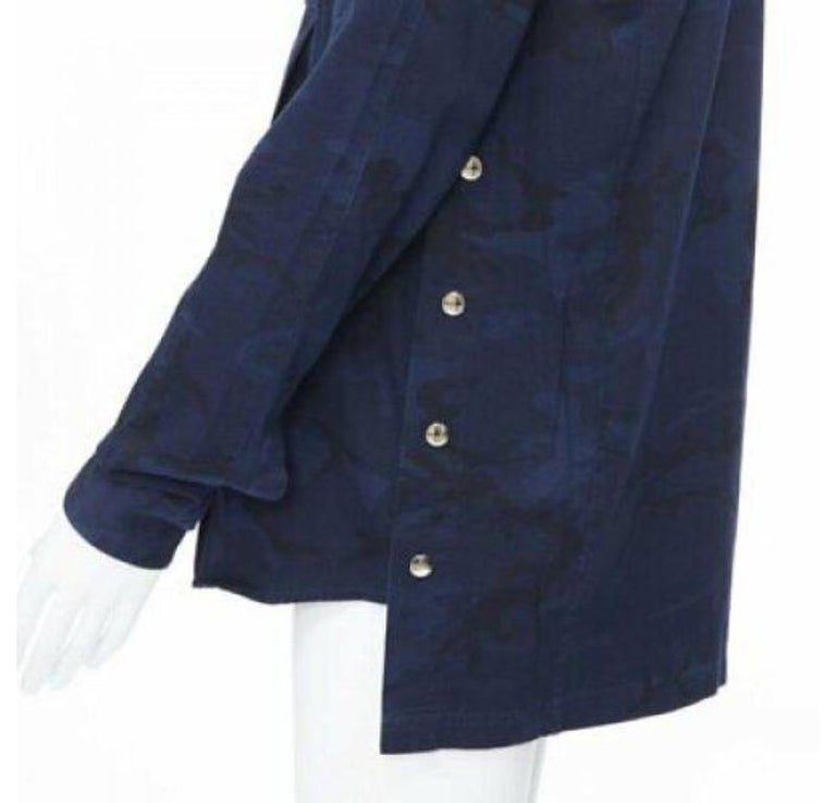 BALMAIN blue camouflage cotton gold button military shirt jacket