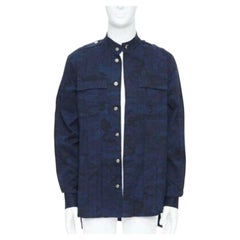 BALMAIN blue camouflage cotton gold button military shirt jacket EU38 S