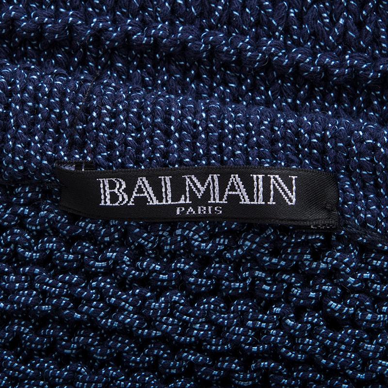 Women's BALMAIN blue cotton 2017 CROCHET HALTER Dress 38