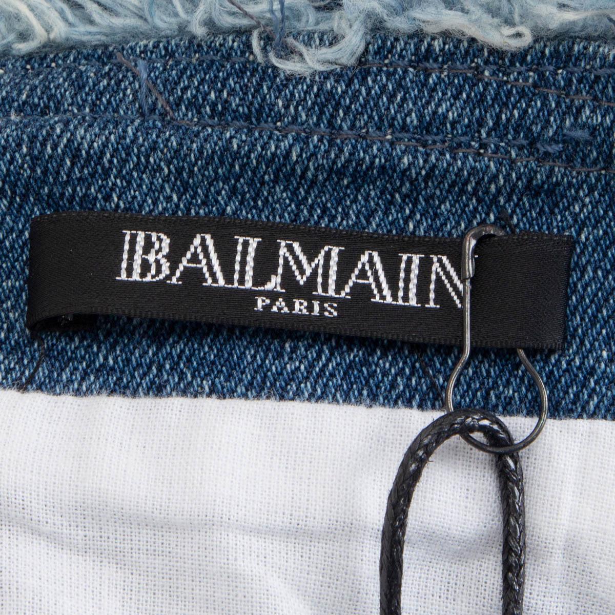 Women's BALMAIN blue cotton CHAIN DENIM JEANS Dress 40 S For Sale
