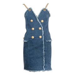 BALMAIN JEANS DENIM A CATENA blu in cotone Abito 40 S