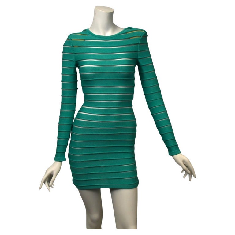 Balmain Blue Cutout Bandage Mini Dress Size US 8 For Sale at 1stDibs