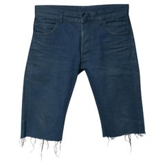 Balmain Blue Denim Frayed Edged Shorts M