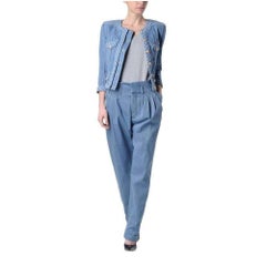 Balmain Blue Denim High Waist Pants