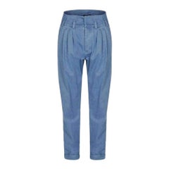 Balmain Blue Denim High Waist Pants