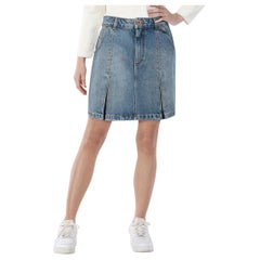 Balmain Blauer Denim Mini Plissee-Rock Größe L