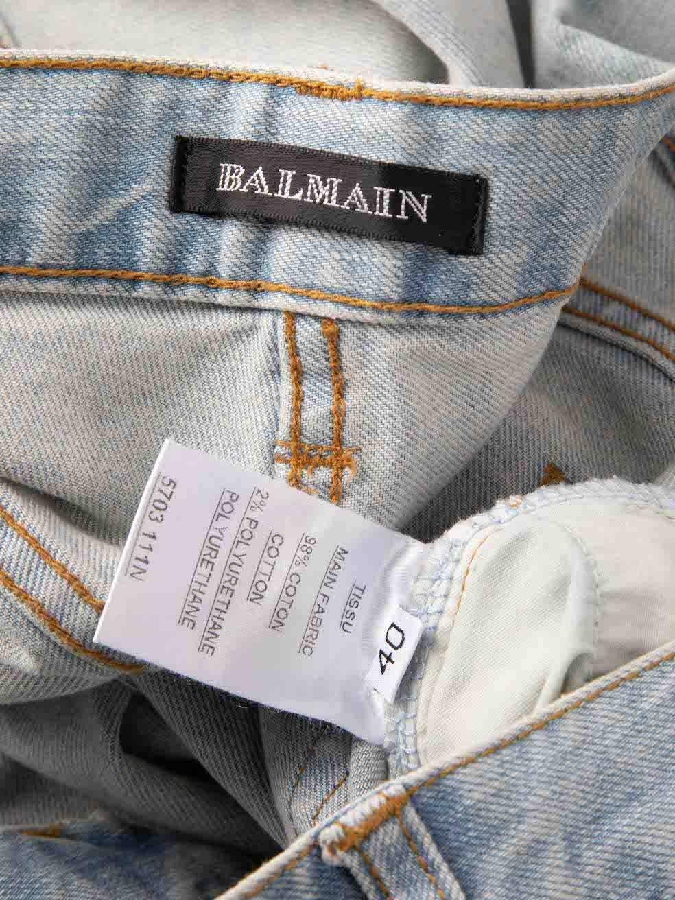 Balmain Blue Denim Washed Jeans Size L For Sale 2