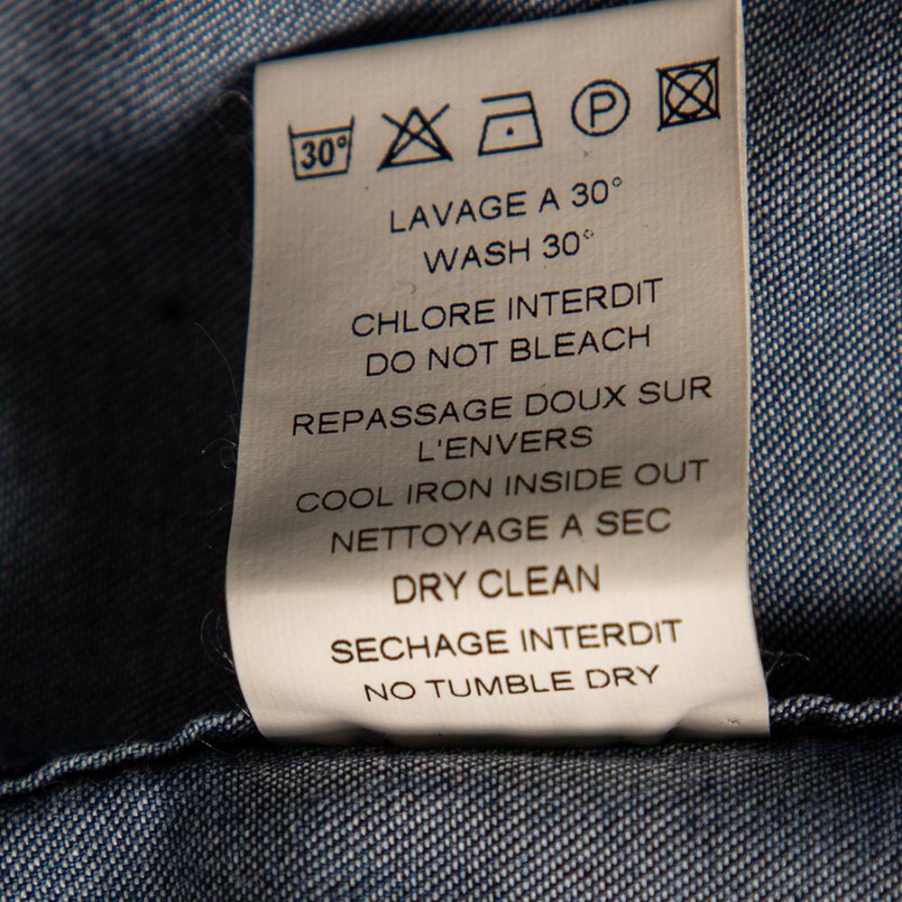 Gray Balmain Blue Faded Effect Denim Pocket Detailed Button Front Sleeveless Shirt S For Sale