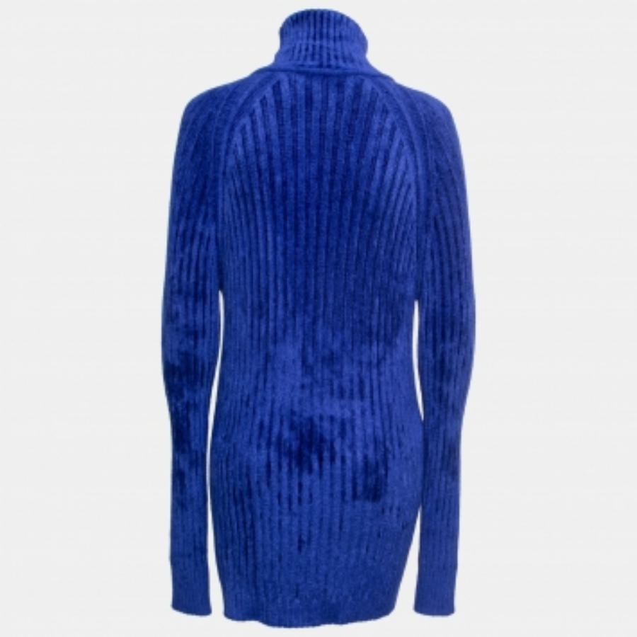 Balmain Blue Knit Button Embellished Turtleneck Sweater Dress M Pour femmes en vente
