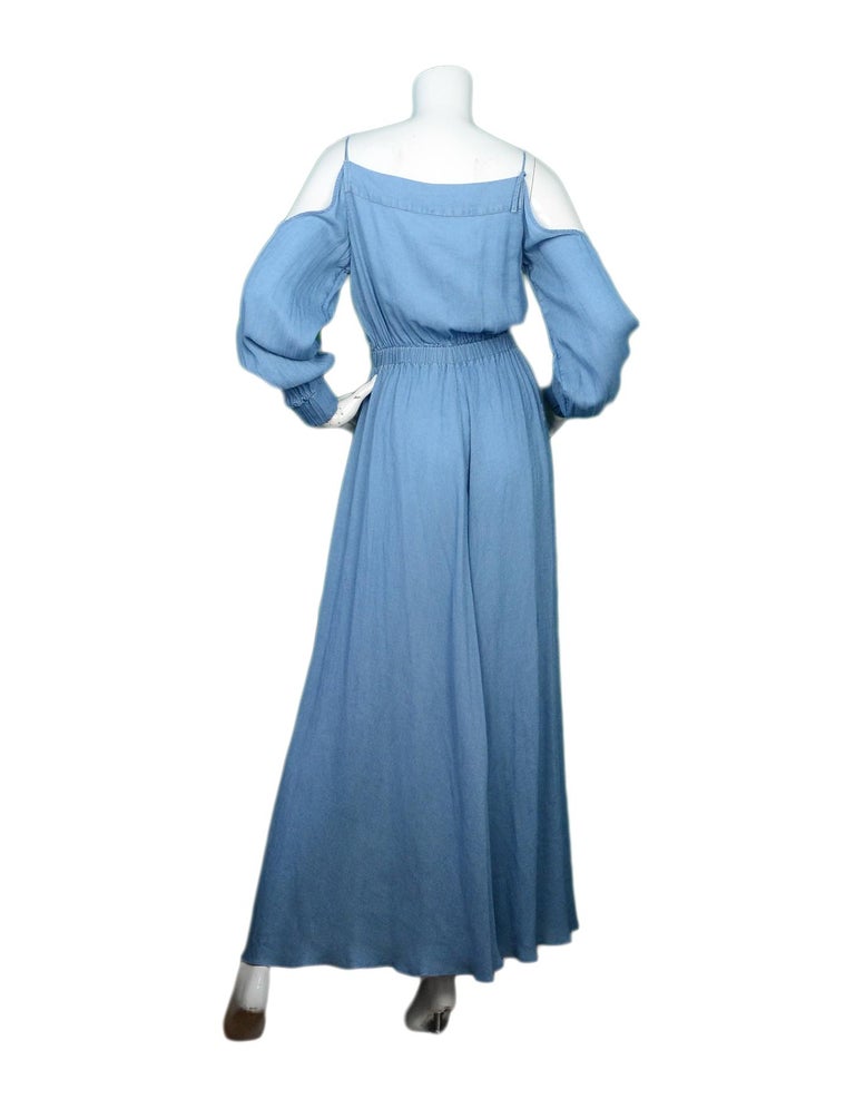 Balmain Blue OffTheShoulder Button Down Maxi Dress Sz FR34/US2 For