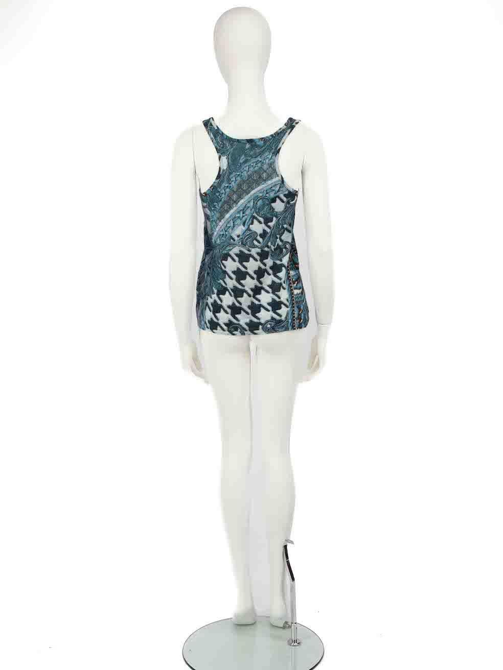 Balmain Blue Printed Tank Top Size M In Good Condition For Sale In London, GB