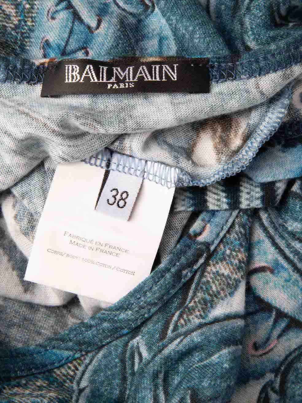 Women's Balmain Blue Printed Tank Top Size M For Sale