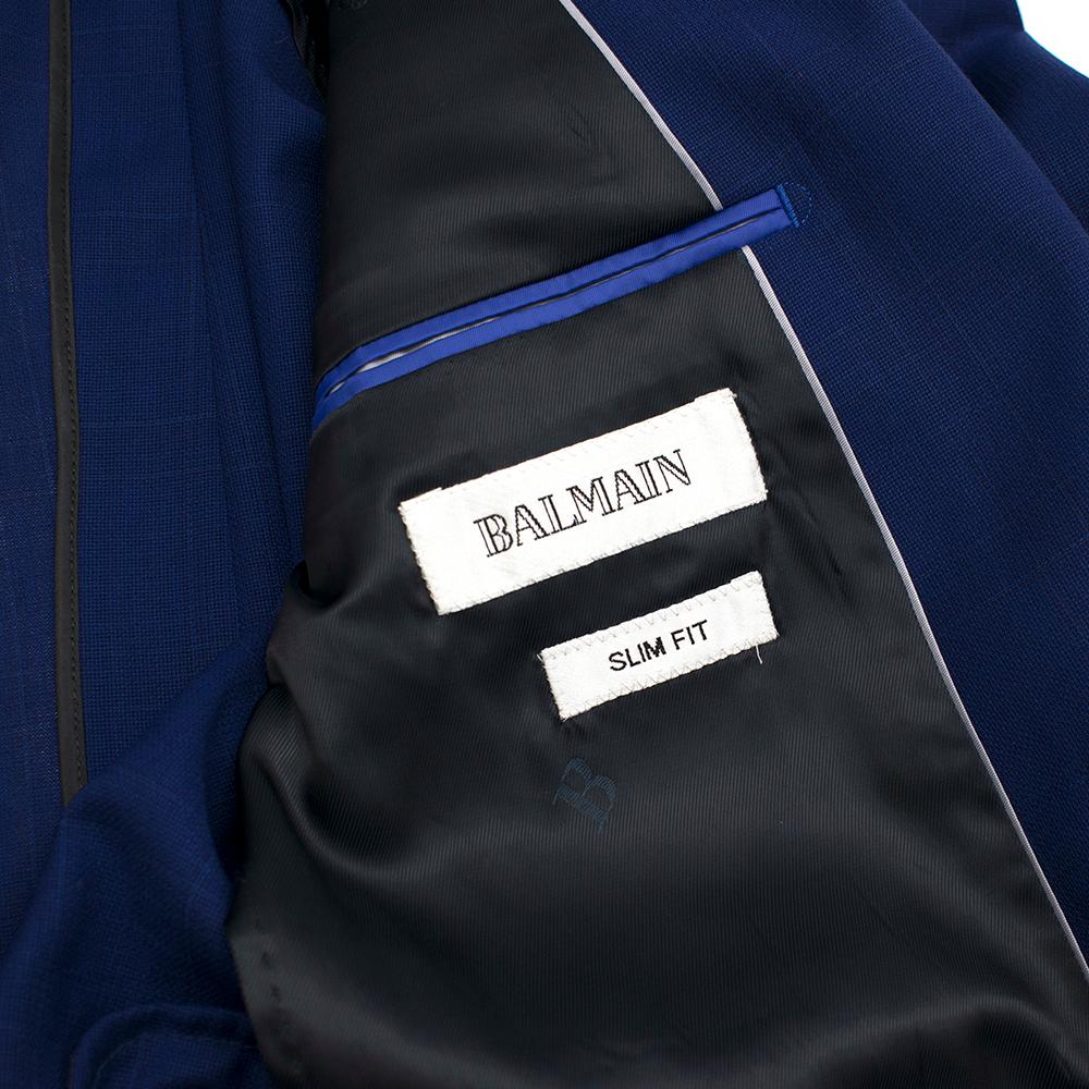Balmain Blue Single Breasted Slim Fit Wool Blazer SIZE 50 4
