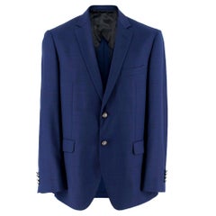 Balmain Blue Single Breasted Slim Fit Wool Blazer SIZE 50