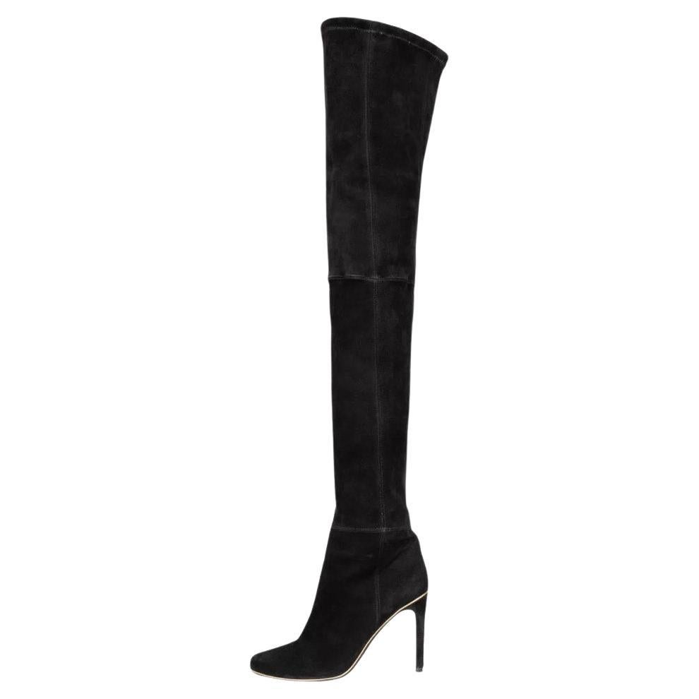 Balmain Blue Suede Over-the-Knee Boots Sz. 38.5 en vente