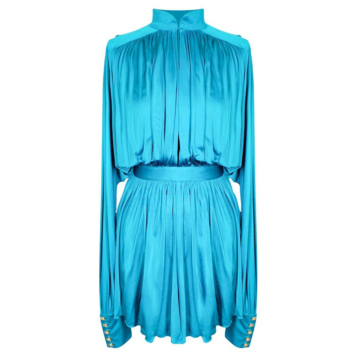 BALMAIN BLUE VISCOSE MINI Dress 38 - 6