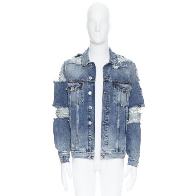 BALMAIN blue washed heavy distressed holey casual cotton denim jacket S
Reference: TGAS/A05491
Brand: Balmain
Designer: Olivier Rousteing
Model: Denim jacket
Material: Cotton
Color: Blue
Pattern: Solid
Closure: Button
Extra Details: BALMAIN style