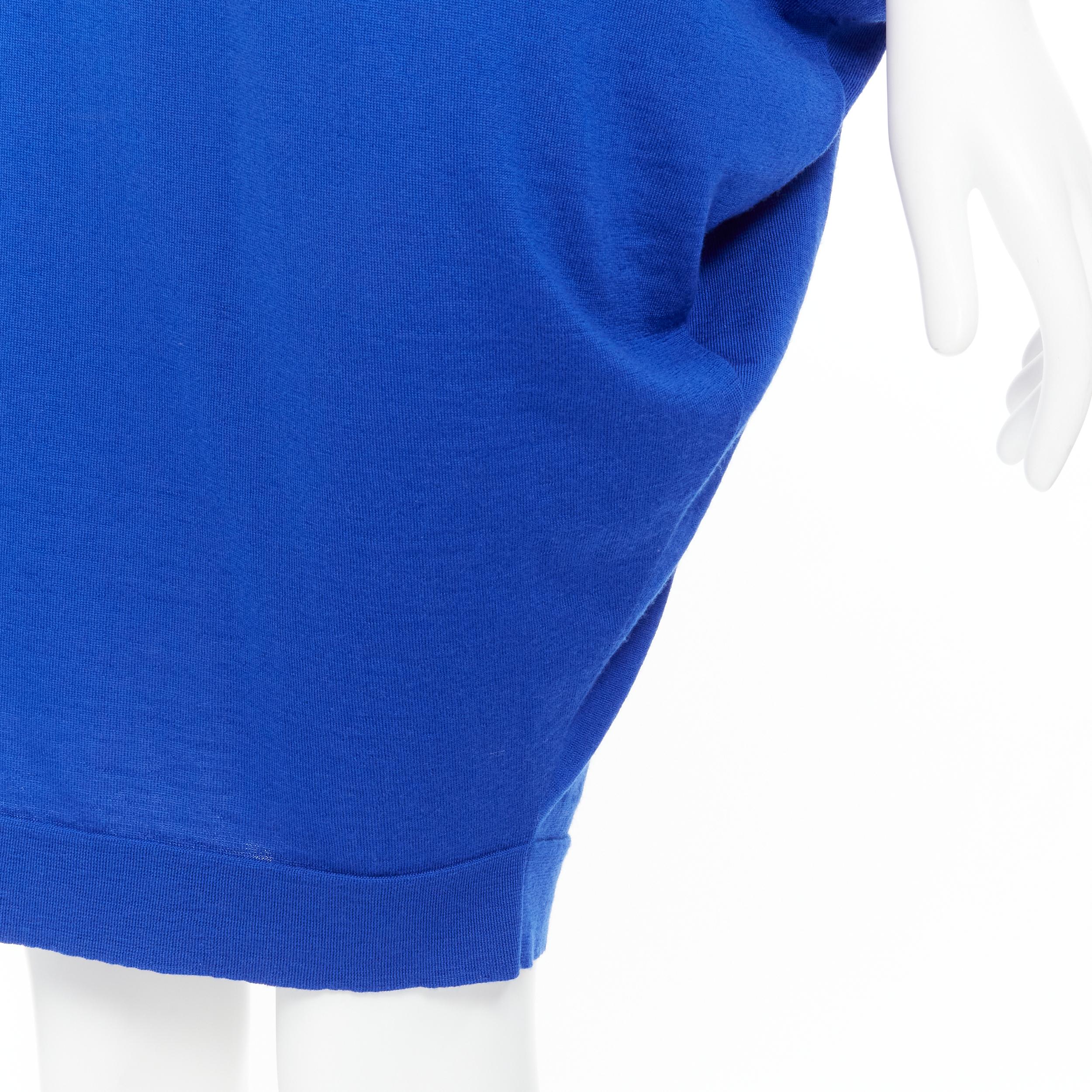 BALMAIN blue wool crystal rhinestone embellished strap asymmetric dress FR36 S For Sale 1