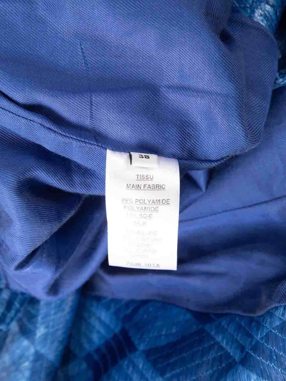 Balmain Blue Woven Pattern Biker Jacket Size M 4