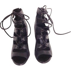 BALMAIN Boots in Matte Black python skin Leather 37FR