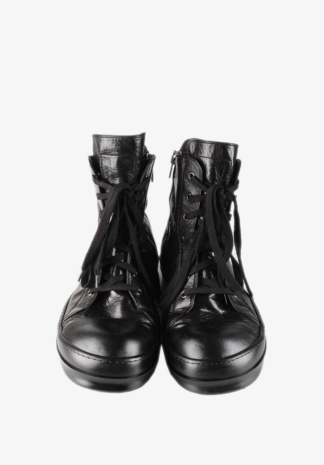 Balmain Boots Leather Shiny Men Shoes Size 45EUR. USA12, UK 11 1/2 For Sale  at 1stDibs