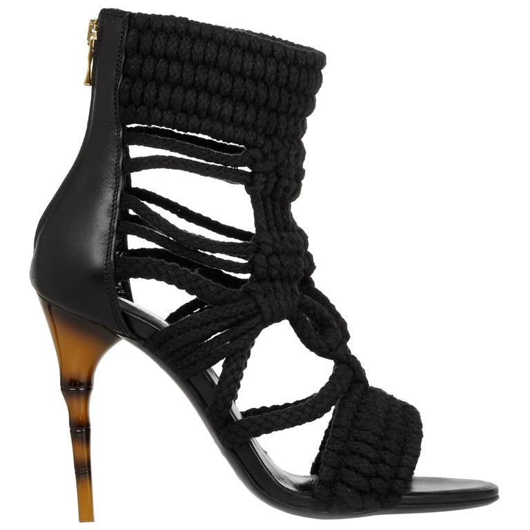 Balmain Braided Cotton and Leather Sandals For Sale at 1stDibs