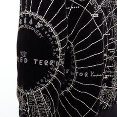 BALMAIN Broderie black map crystal bead embroidery velvet bomber jacket FR48