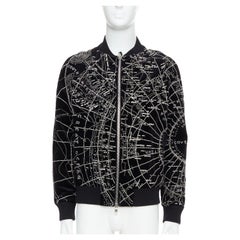 BALMAIN Broderie - Blouson bombardier en velours brodé de perles de cristal noirs FR48