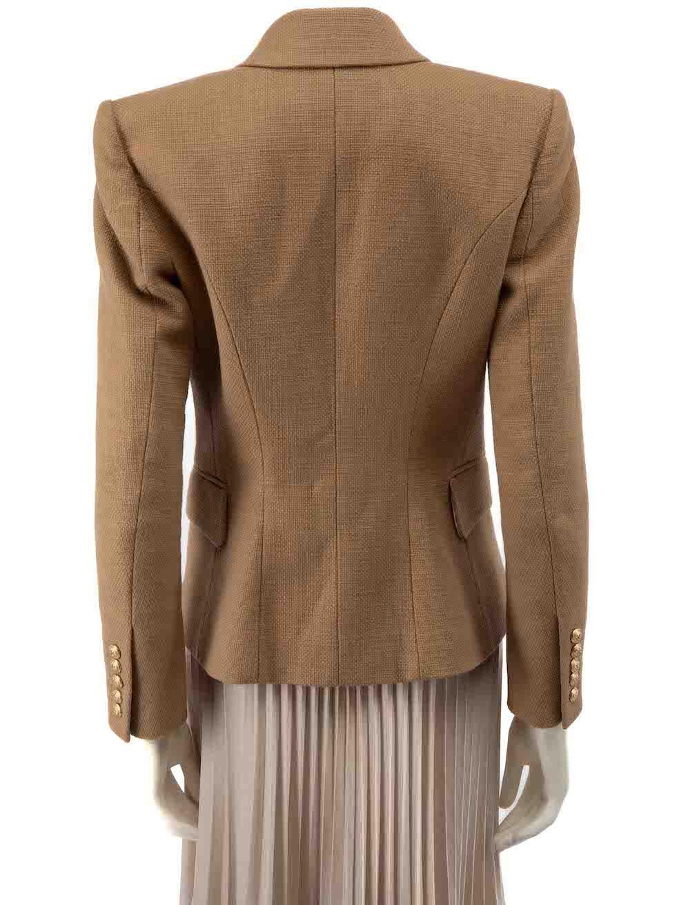 Balmain Brown Double-Breasted Blazer Size L In Excellent Condition For Sale In London, GB
