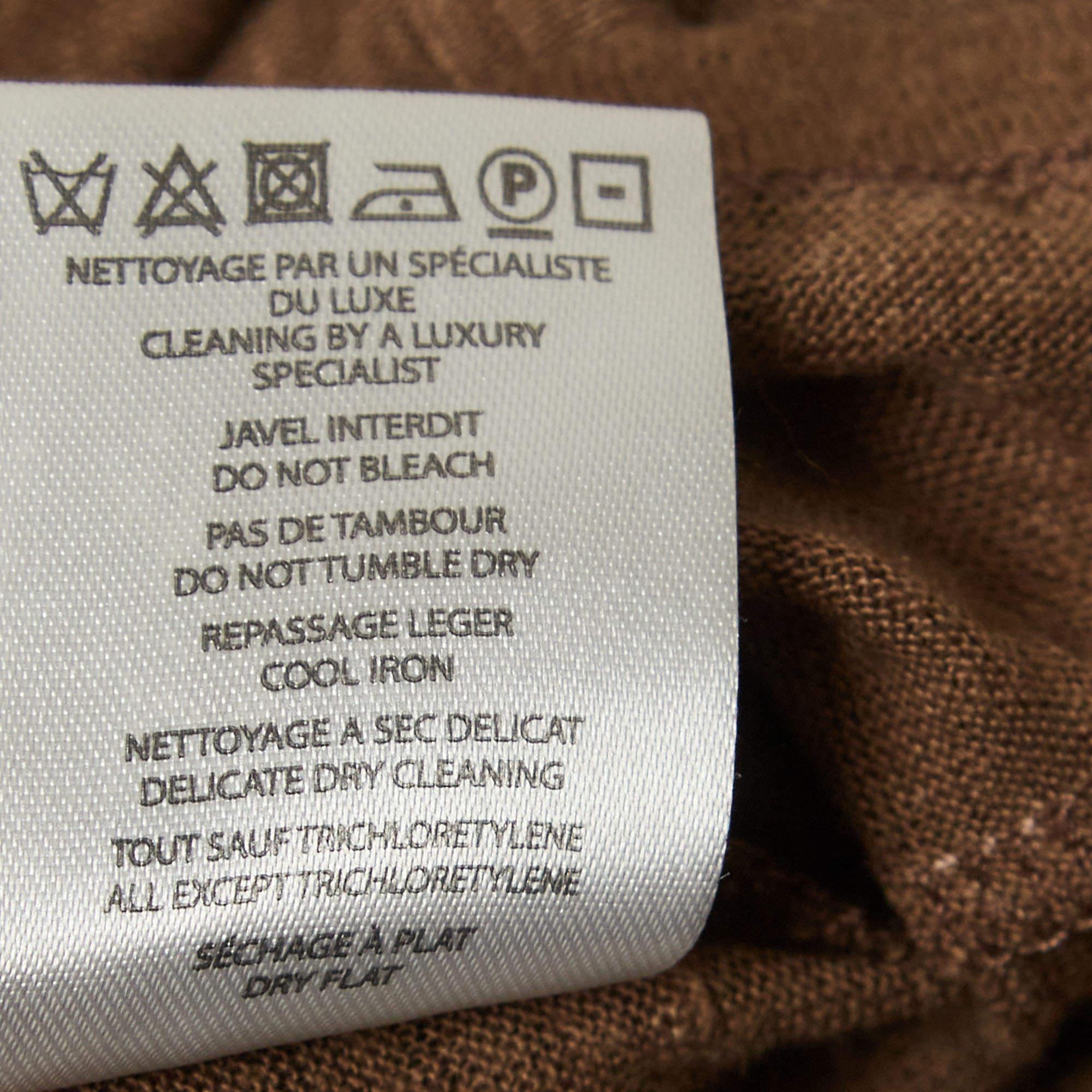 Balmain Brown - Maglietta con maniche arrotolate in jersey di lino elasticizzato T S in vendita 1