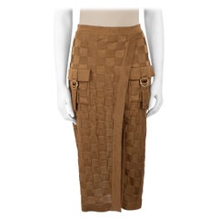 Balmain Falda Marrón Motivo Tejido Detalle Bolsillo Talla M