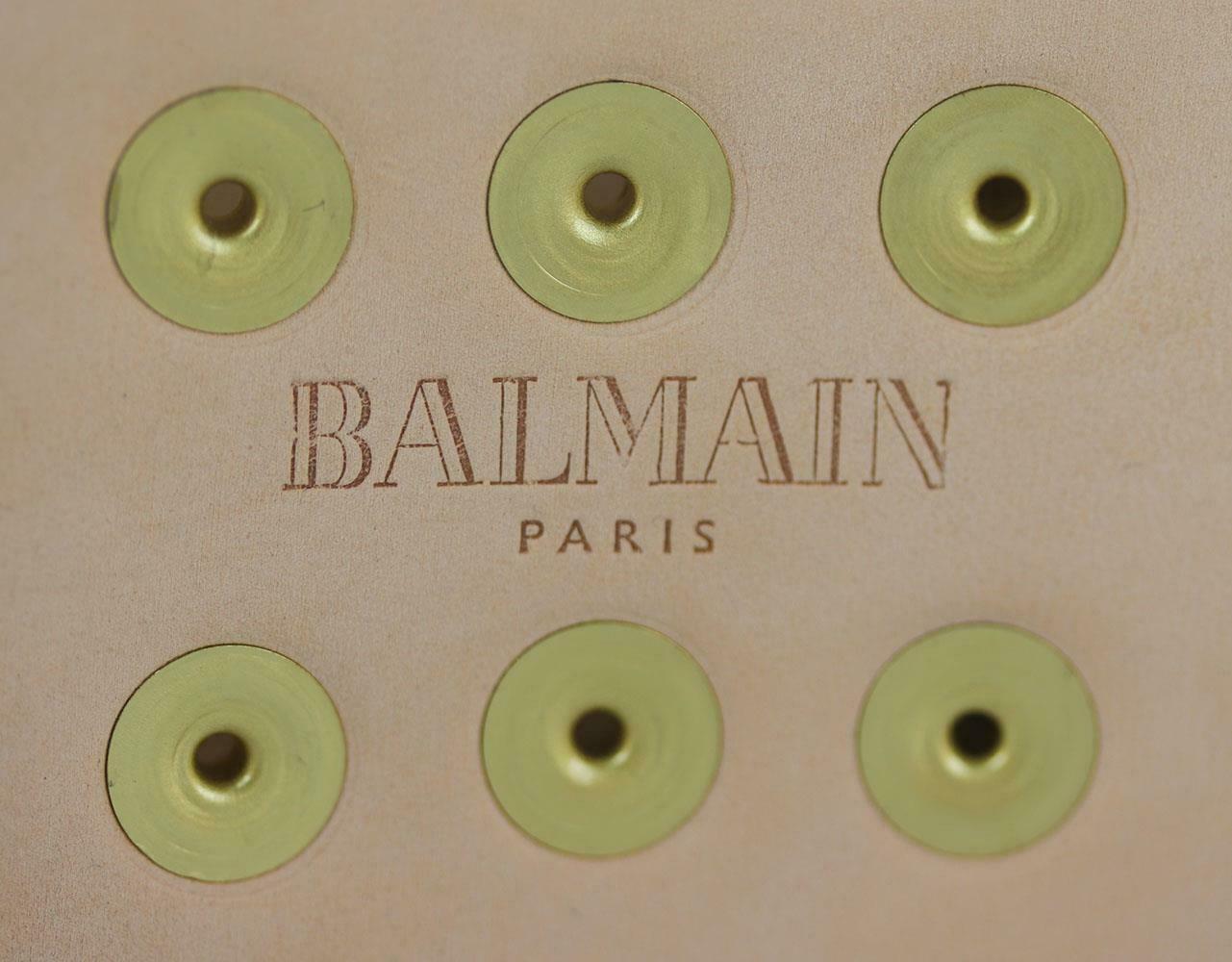 White Balmain Button Detailed Leather Waist Belt