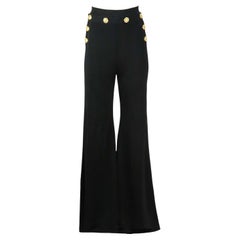 Balmain Button Embellished Stretch Knit Flared Pants FR 44 UK 16