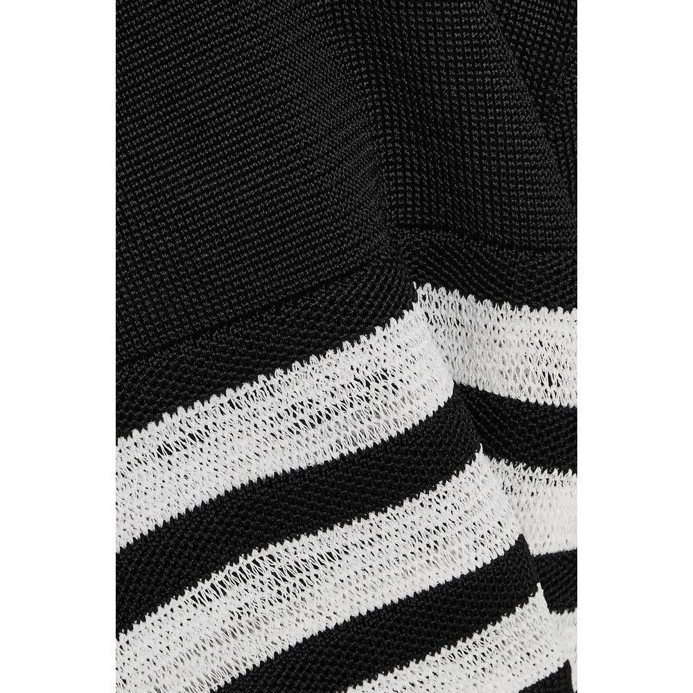 Women's Balmain Button Embellished Striped Open Knit Sweater For Sale
