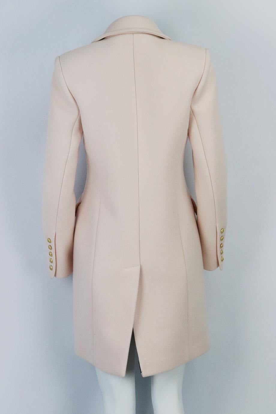 Balmain Button Embellished Wool And Cashmere Blend Coat Fr 42 Uk 14 In Excellent Condition In London, GB